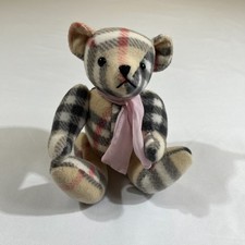 Burberry Mini Teddy Bear Plush Tan Nova Check Pink Scarf 7 in Collectible Toy