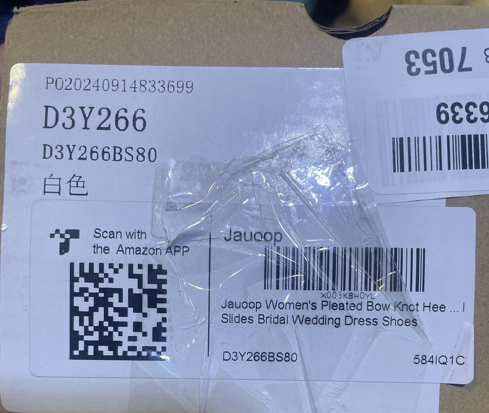 Jauoop Women’s Pleated Bow Knot Heel Slides Bridal Wedding Dress Shoes - Image 3 of 4