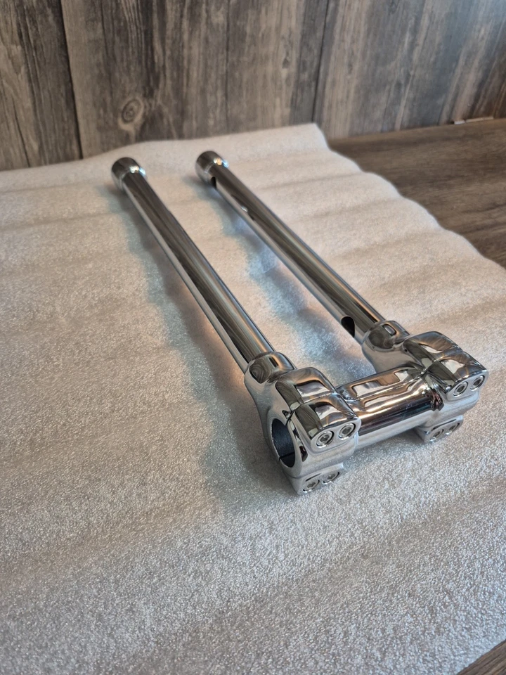 Braçadeira superior guidão CNC cromada 12" riser 1" para Harley Touring Road Glide Kin - Imagem 3 de 4