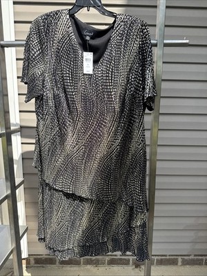 Connected Apparel Black Gold Sheath Dress V-Neck Size 24W | eBay