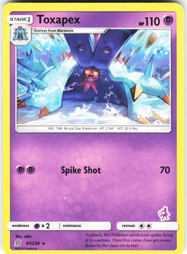 Toxapex 97/236 Rare Unified Minds Pokemon Near Mint