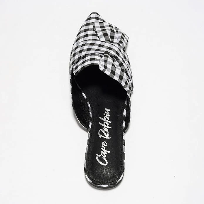 Cape Robbin Carolyn Knot Slip On Point Toe Flat Mules Black/White Size 7 - Изображение 3 из 4
