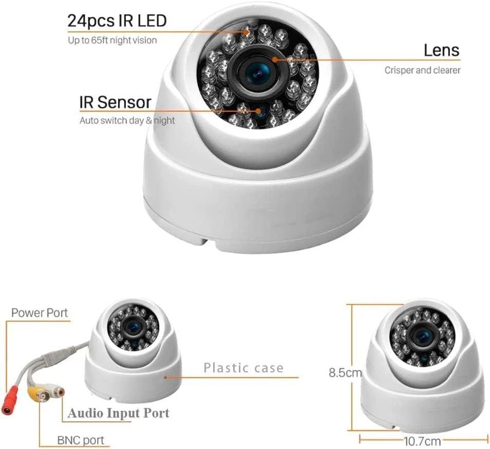 Vanxse® CCTV 24ir LEDs 1/3 CCD 800tvl Indoor Dome Audio Camera D/n Security...  - Image 3 of 4