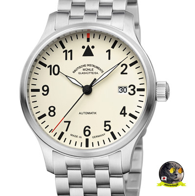 MUHLE GLASHÜTTE Terrasport II M1-37-47-MB Ivory Dial Automatik Herrenuhr NEU