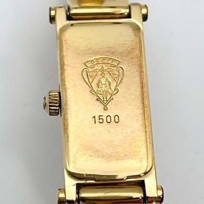 GUCCI 1500L Watch Gold Dial Swiss Rectangle Womens Watch