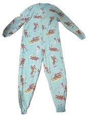 Nick Nora Downhill Monkeys One Piece Fleece Pajamas Adult Size Small