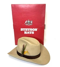 Vintage Stetson Cowboy Hat The Revenger 4X Beaver Texas Ranger 7 1/4 w/ Box