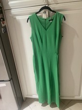 Tommy Hilfiger Green Sleeveless Belted Long V-Neck Crepe A-Line Dress Size 8