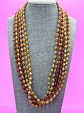 5 Strands Faceted Acrylic Beads Brown Tones Necklace Vintage