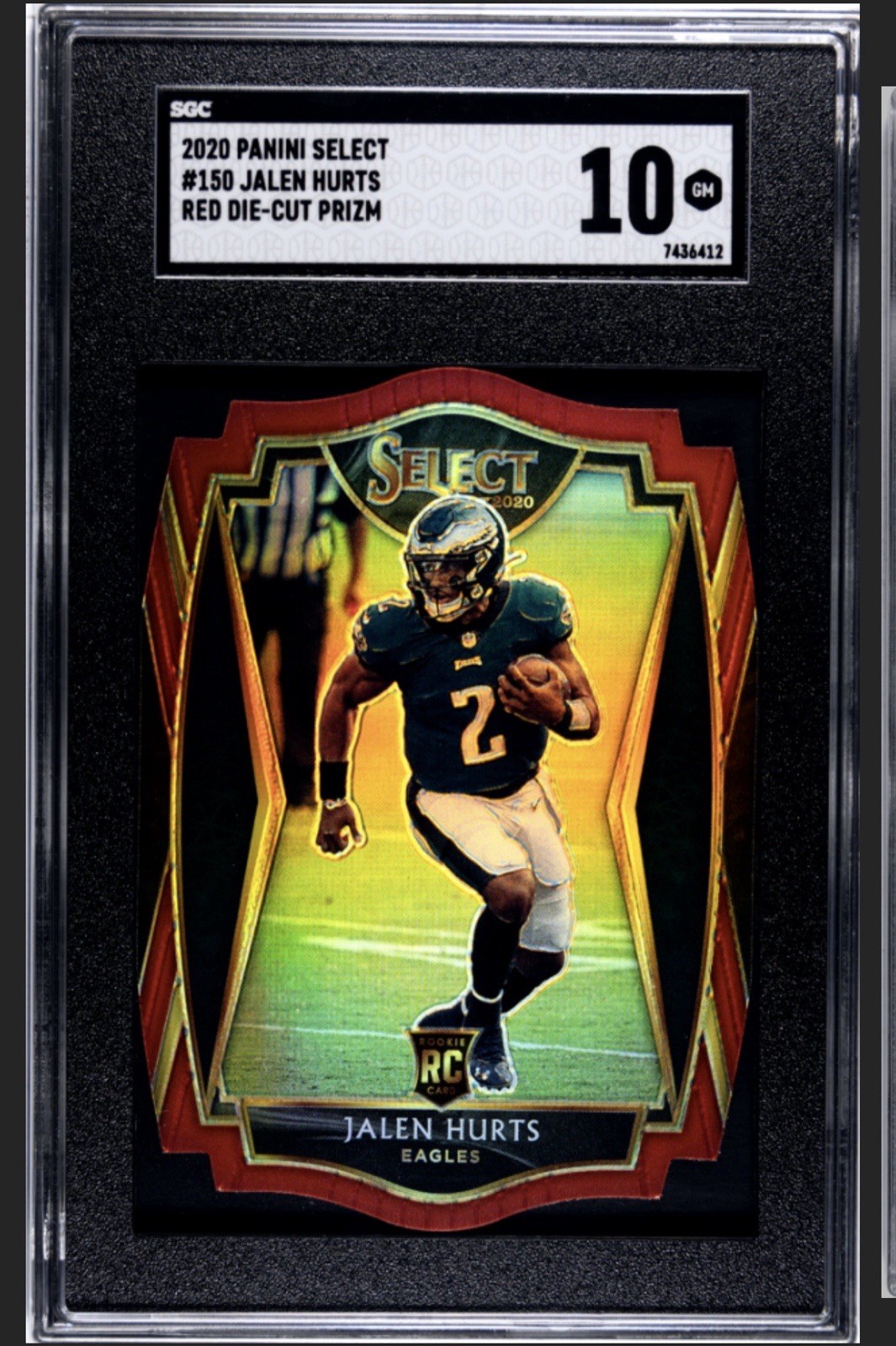 2020 Panini Select #150 Jalen Hurts Premier Level Red Die Cut Rookie SGC 10