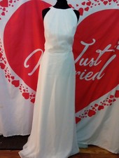 Wedding dress size 12 white chiffon Dessy Collection, see measurement chart, X