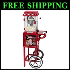 Movie Theater Popcorn Maker with Non-Stick Kettle, Red