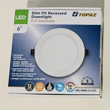 TOPAZ LED 6" SLIM FIT RECESSED DOWNLIGHT CCT SELECTABLE DIMMABLE 70886 12W/75W