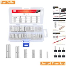 Pure Copper Crimp Butt Connectors AWG 24-8 - 100PCs for Automotive Marine