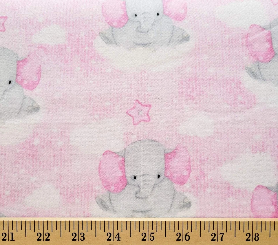 A.E. Elefantes flotantes de franela cómodos Nathan en rosa para bebé precio por yarda Foto 2 de 3