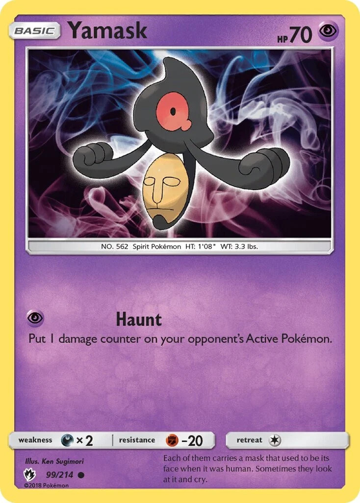 Pokemon YAMASK Sun & Moon Lost Thunder 99/214 NM/Mint PACK FRESH