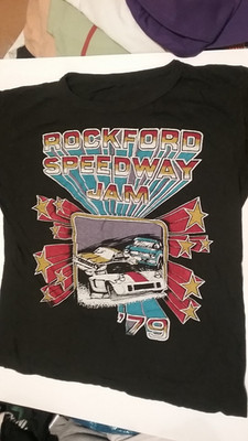 ROCKFORD SPEEDWAY JAM 8-11-79 IAN HUNTER CARS SHIRT NEW M 21X16 1 STICH 2 tears