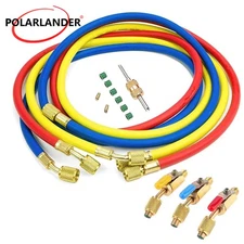 AC Refrigerant Charging Hose with Ball Valve 3colors 1/4''SAE Thread HVAC Hoses