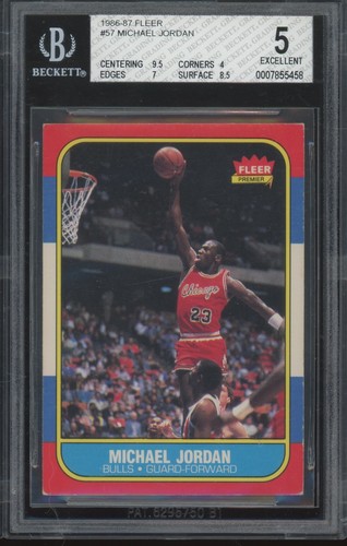 1986 Fleer Basketball #57 Michael Jordan RC Rookie 9.5 Centering EX BGS 5