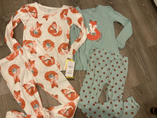 4 T Carter's 4pc 2 PAIRS FOX Story Time Long Sleeve PJ's Pajamas Snug New Girl