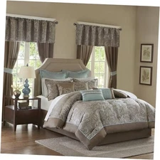  Essentials Brystol 24 Piece Room California King (104 in x 92 in) Paisley Blue