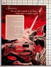 1950s Linde Argon Gas Space Rocket Launch Vintage Magazine Ad Ephemera