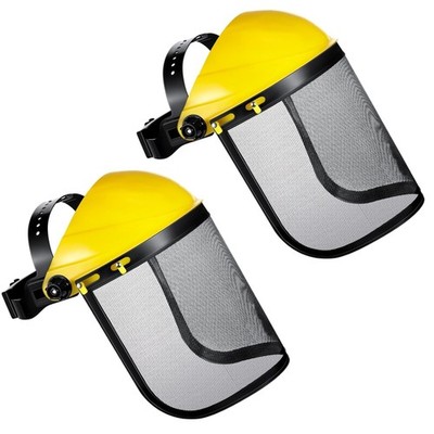 2 Safety Face Protection Helmets Adjustable Protective Helmet with Visor Chai...