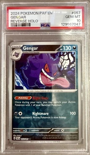 2024 POKEMON PAF EN-PALDEAN FATES REVERSE HOLO #057 GENGAR PSA 10