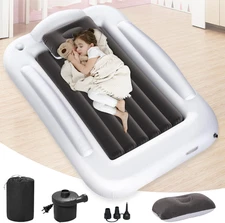 Inflatable Toddler Travel Bed - Portable Toddler Kids Travel Bed with Safety Sid