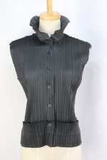 PLEATS PLEASE Dark Gray Sleeveless Top Vest 114 8637