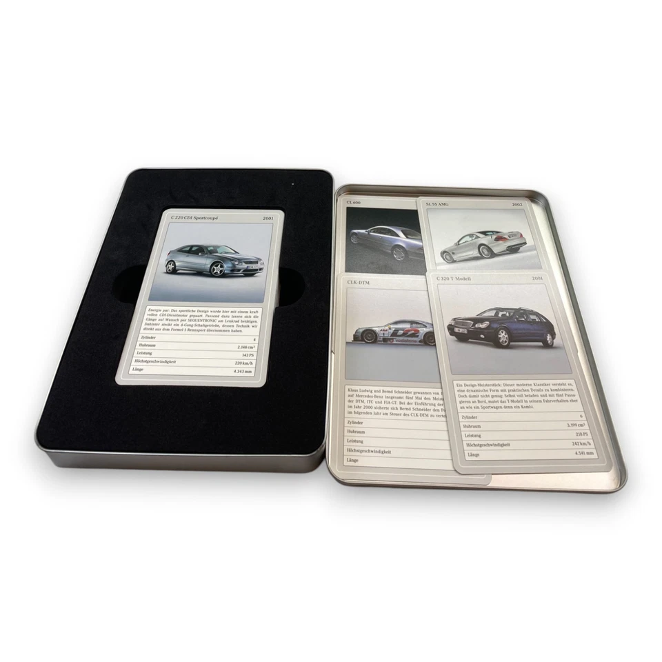 Mercedes-Benz Quartettspiel Sternstunden mit Blechdose – Auto Trumpfspiel - Bild 2 von 3