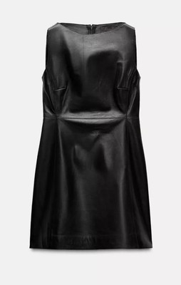 Zara 100% Leather Short Dress Black ZW Collection Size XSmall 5479/261 |  eBay