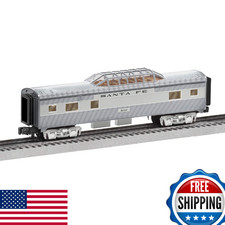 Lionel 684725 Santa Fe Add-On Vista Dome Car, O Gauge, Silver, Gray, Tan, Black