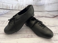 New Capezio Black Tic Tap Toe Lace Up Tap Dance Shoes Sz 6.5 W 443