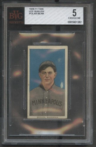 1909-11 T206 Polar Bear Lee Quillen Minneapolis Millers BVG  5 EX