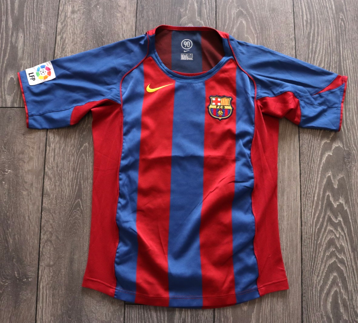 KIDS BOYS 152-158 CM. BARCELONA HOME FOOTBALL SHIRT 2004 2005 SOCCER JERSEY VTG