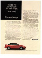 Hyundai Scoupe Red Coupe Vintage 1988 Print Advertisement