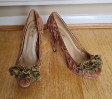 LADIES NEW VINTAGE VT CRUSHED VELVET SHOES PLATFORM SIZE UK 3