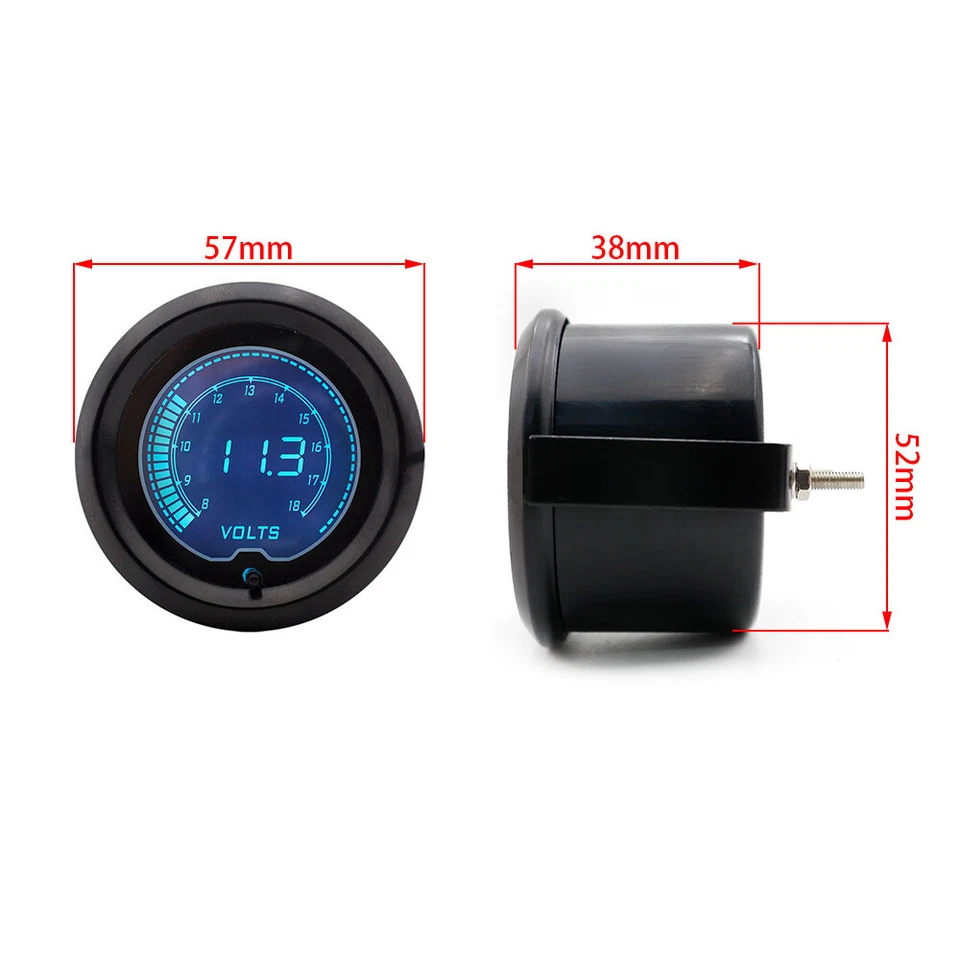 2" 52mm Universal Car LCD Adjustable 7 Colors Digital Volt Gauge Meter - Image 2 of 4