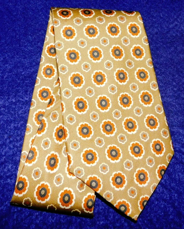 J. CREW MADE IN U.S.A. BEIGE/ORANGE/BLUE CIRCLE MOTIF 领带 - 领带 - 设计师领带 — 第 2/3 张图片