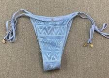 Zaful Lace String Bikini Tankini Swimsuit Bottoms Women size S Blue Shell Detail