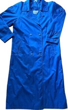 Otello Pelle Rainwear Cobalt Blue Long Trench Raincoat Women's Sz 9/10