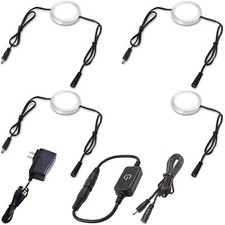 Under Cabinet Lighting, Touch Dimmable LED Puck Lights Kit with 120V to 12V D...