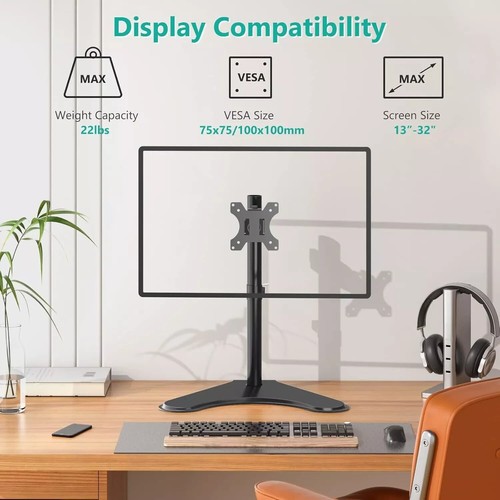 Wali Single Monitorständer verstellbar bis zu 32 Zoll Bildschirm & 22pds ergonomisches Design