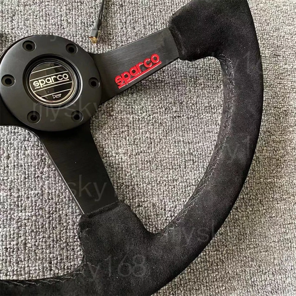 14Inch SPARCO Steering Racing Car Suede Leather Steering Wheel for Universal - Image 2 of 4