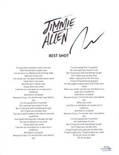 Jimmie Allen Signed Autographed Best Shot Song Lyric Sheet Country Star ACOA COA