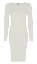 Women's Plain Midi Jersey Bodycon Ladies Stretch Long Sleeve Maxi Dress UK 8-26