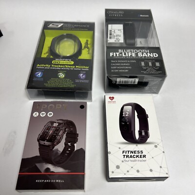 LOT OF 4 Smart Watch Fitness Activity Trackers New Read Desc