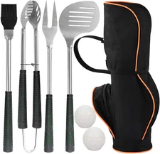 POLIGO Golf Club 7PCS Rubber handle Grill Tool Set -Spatula Golf BBQ Gifts