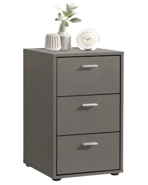 Nachttisch lavafarbig 35x63x40 cm 3 Schubkästen Nachtschrank Nachtkonsole